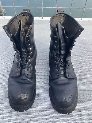 RED WING Made In USA Black Leather Steel Toe Logger Lineman Work Boots SIZE 11.5 • $124.50