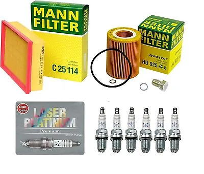 OEM Tune Up Oil Filter Air Filter & 6-NGK Platinum Spark Plugs For BMW E39 E46 • $85.95