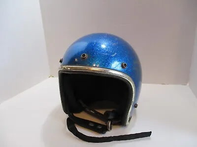 Vintage Arthur Fulmer AF20 Motorcycle Helmet Open Face Blue Metallic Metal Flake • $99.95