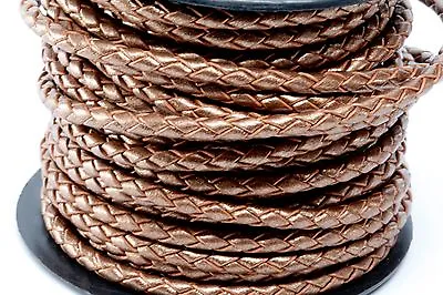 Premium Genuine Round Bolo Braided Leather Cord Rope String Lace 3MM 1/8   • $29.99