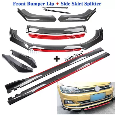 Carbon Fiber Front Bumper Lip Spoiler + Side Skirt Rear For Volkswagen VW Polo • $199.99