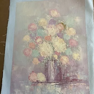 Vintage Original Oil Painting Still-life / Flowers  12 X 16    Super Soft Colors • $18.95