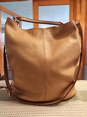 Max Mara Womens Tan Leather Italy Adjustable Strap Large Satchel Bag • $75