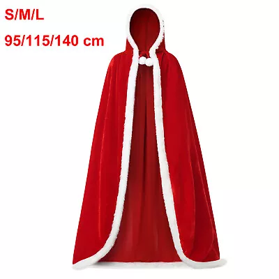 Christmas Halloween Costumes Cloak Mrs. Claus Santa Xmas Velvet Hooded Cape Robe • $14.99