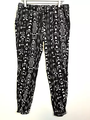 Roxy Tribal Print Jogger Pants Dark Grey White Size Small • $15.40