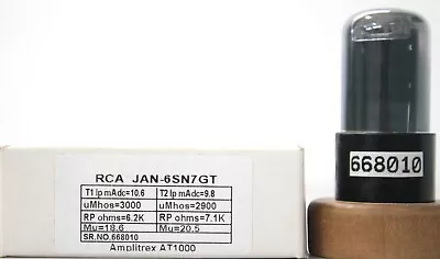 JAN 6SN7GT/VT231 RCA Black Base Made In U.S.A. Amplitrex AT1000 Tested #668010 • $69