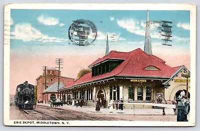 Vintage Postcard POSTED Erie Depot Middletown New York • $3.75