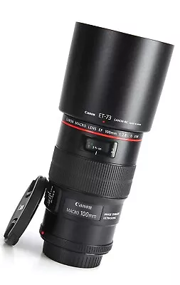 Canon EF 100mm F2.8 L Macro IS USM AF Prime Lens  Front & Rear Lens Cap & Hood • £479.99