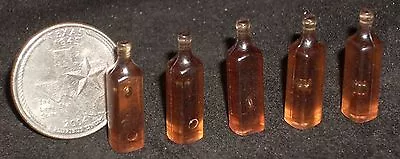 5 Blank Brown Liquor Bottle Bottles 1:12 Customize Alcohol Dollhouse Miniatures  • $5