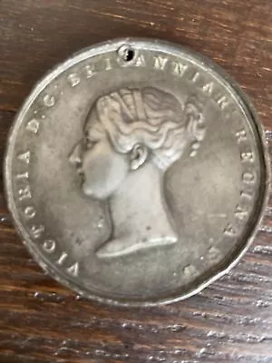 Queen Victoria Coronation Medal 1838 By Ingram. White Metal 55mm. Pierced. • $150