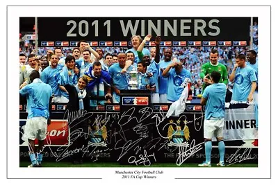 Manchester City 2011 Fa Cup Winners Squad Signed Photo Print Autograph • £3.79
