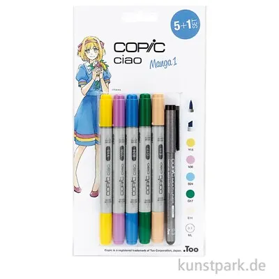 Copic Ciao 5+1 Manga 1 Set Twin Tipped Markers Plus 0.3 Fineliner For Manga Art • £15.90