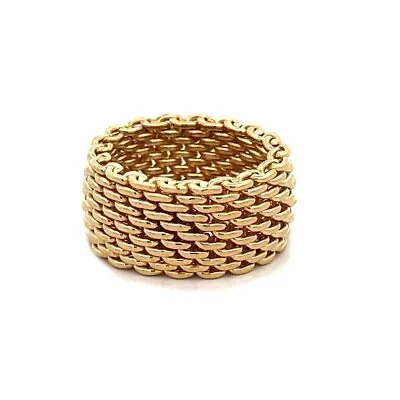 Tiffany & Co. Somerset Ring 18k Yellow Gold Wide Mesh Band • $1599