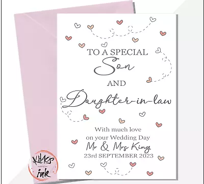 Wedding Day Card Son And Daughter In Law Personalised Congratulations Card • £3.80