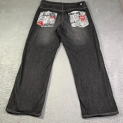 Ecko Unltd Pants Mens 38 Black Vintage Jeans Denim Comic Print Pockets Rare • $80.90