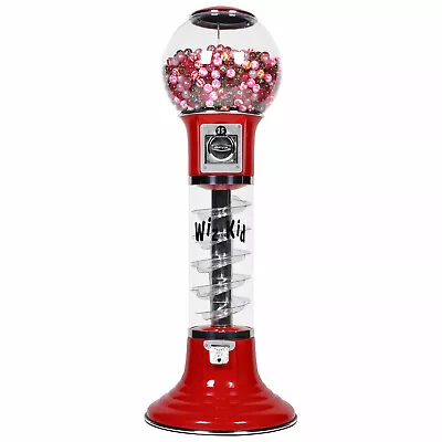 Wiz-Kid Spiral Gumball Machine Red Clear Track Color 25 Cents Coin Mech • $929.99
