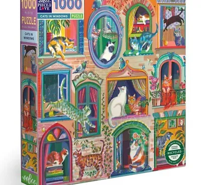 EeBoo 1000 Pc Puzzle – Cats In Window Kids Puzzle Family Puzzle 05595 • $44.99