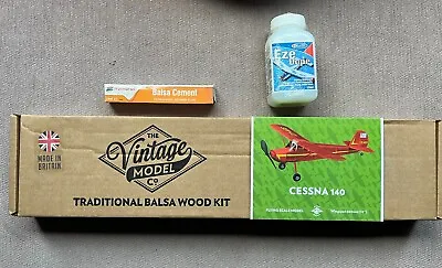 Cessna 140 Vintage Model Rubber-powered Balsa Wood Aircraft Flying Craft Kit • £35