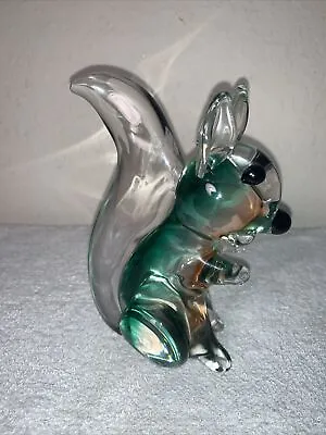 Vintage Murano Glass Green & Orange Squirrel Italian Art Glass Figurine 6 1/2 • $79.98