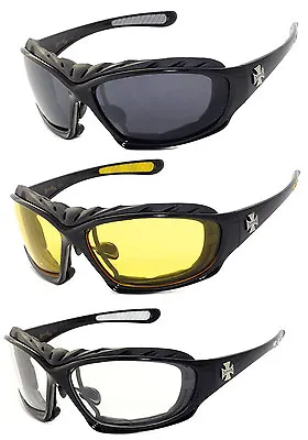3 Pairs Choppers Motorcycle Padded Foam Wind Resistant Riding Glasses Sunglasses • $24.95