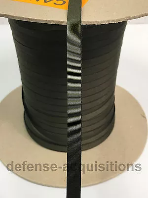 5 YARDS OF 3/8  Inch Webbing Binding Ribbon MIL-T-5038H Grosgrain RANGER GREEN • $2.99