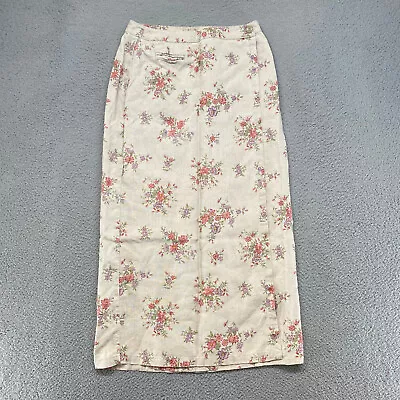 Eddie Bauer Skirt Womens 6 Vintage Linen Wrap Floral Neutral Cottagecore Prairie • $28.95