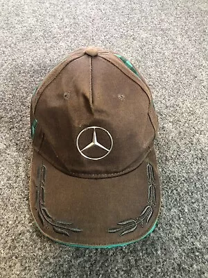 Mercedes Benz Strapback Hat Adult One Size Brown Green Plaid Formula 1 • $16.88