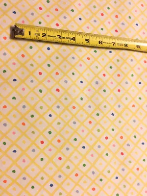 Vintage Bloomcraft Fabric /Pokadot Yellow Square Checked - 1  1/2 Yards - 54x56  • $6.95