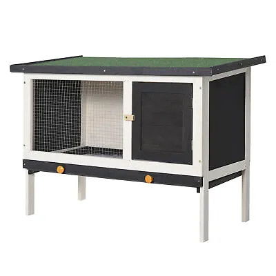 Wooden Rabbit Hutch Bunny Cage For Small Pet W/ Slide-out Tray Openable Roof • $83.19