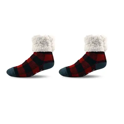 Pudus Lumberjack Red Cozy Winter Slipper Socks For Women And Men ~ NEW • $15.30