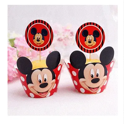 24pcs Mickey Minnie Mouse Cupcake Wrappers Toppers Pick Cartoon Kids Baby Party • $5.89