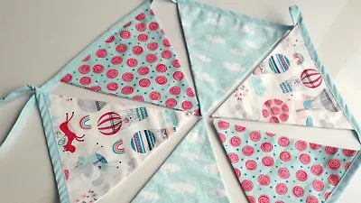 Handmade Bunting Fabric Party Nursery Bedroom Decoration Pink Unicorn  • £1