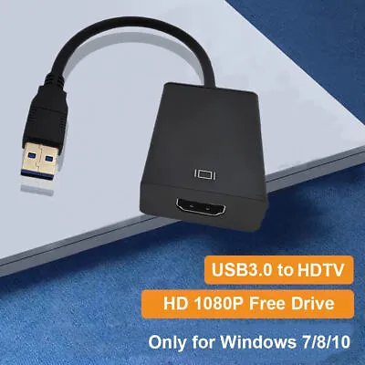 HD 1080P USB 3.0 To HDMI Video Cable Adapter For PC Laptop HDTV LCD TV Converter • £7.78