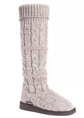 Muk Luks Knee High Knit Sweater Slipper Boots Women's Size 9 Pull On Oatmeal • $27.99