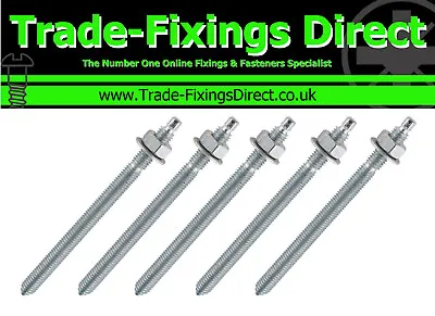 £4.40 • Buy M12 X 160mm Chemical Resin Anchor Fixing Studs Zinc Plated Threaded Rod/Nuts