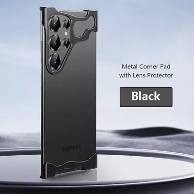Minimalist Aluminum Metal Corner Pad + Lens Protector For Samsung S23 S24 Ultra • $15.99