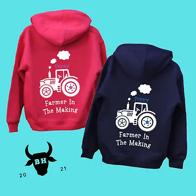 Personalised Kids Tractor 'Farmer In The Making' Jumper Hoodie Farm Farming • £25.99