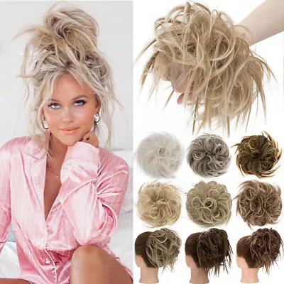 Real Natural Curly Messy Bun Hair Piece Scrunchie Hair Extensions As Human Updo • £5.74