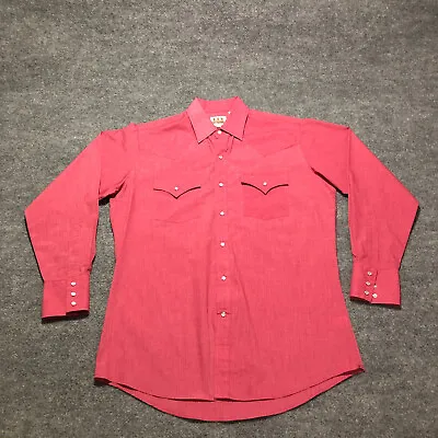 VINTAGE Ely Cattleman Pearl Snap Western Shirt Men M Red Sawtooth Cowboy Rancher • $12.59