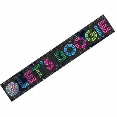 25 Ft Long Disco Let's Boogie 70's Dance Foil Metallic Party Banner Decoration • £5.51