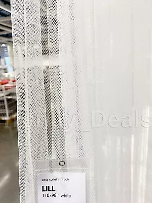 Ikea LILL Sheer Mesh White Canopy Drapes Curtains 2 Panels (1 Pair) 110  X 98  • £16.14