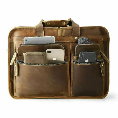 Vintage Genuine Leather Satchel Shoulder 17  Bag Messenger Laptop 22  Duffle Bag • $122.02