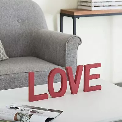 £9.82 • Buy Valentine's Tabletop Distressed Red Wood Block Style Cutout Letters Love Sign