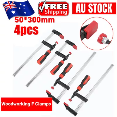 4pcs Woodworking F Clamps Bar Clips Quick Slide Tool 50*300mm Heavy Duty Steel • $25.99