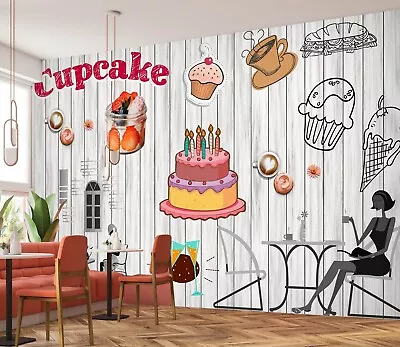 3D Cup Cake A5196 Business Wallpaper Wall Murals Self-adhesive Commerce • $39.99