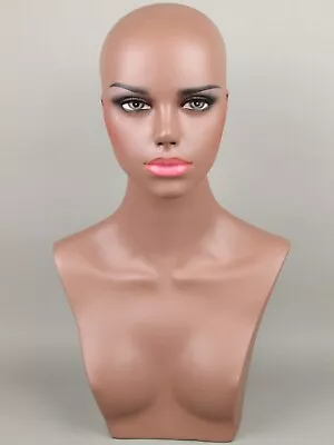 FIBERGLASS Woman Mannequin Black Female Brown Head Face Bust Retail Display Doll • $99.99