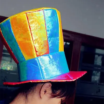 Multicolor Clown Top Hat Costume Accessories Women Men Magic Show Head Gear • £7.91