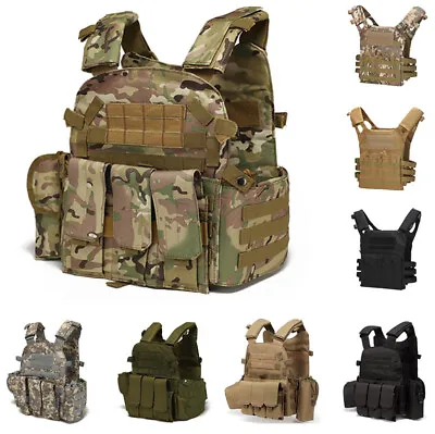 Tactical Vest Military Army Camouflage Plate Carrier Outdoor Vest Adjustable • $37.99