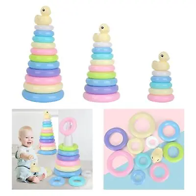 Montessori Kids Baby Colorful Stacking Rings Tower Toys Fun Stacker Toy • £6.34