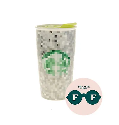 Starbucks Rodarte Minecraft Pixel Silver White Ceramic Traveler Tumbler Mug 12oz • $39.60